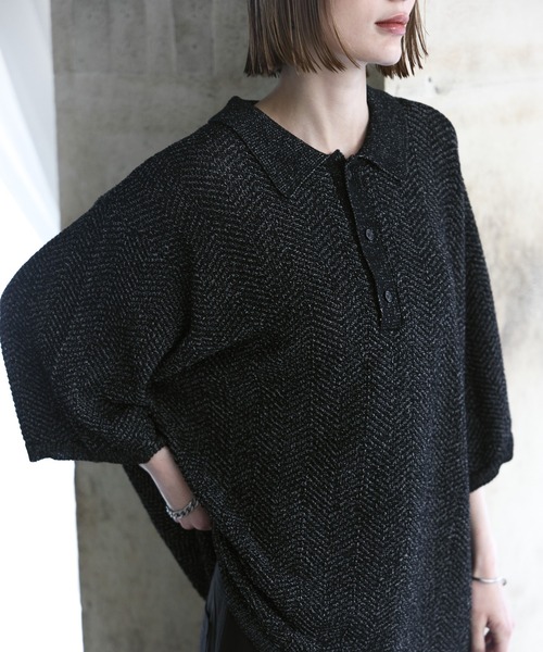 remer（リメール）の「ミックスツイストドライニットポロシャツ / mix twist dry knit polo shirt（ポロシャツ・メンズ・ライトグレー/ブラック/モカ・X-SMALL/LARGE/MEDIUM/SMALL）」の12枚目の写真