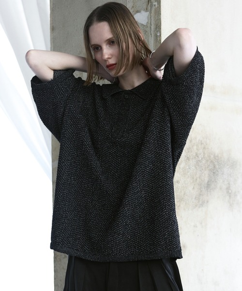 remer（リメール）の「ミックスツイストドライニットポロシャツ / mix twist dry knit polo shirt（ポロシャツ・メンズ・ライトグレー/ブラック/モカ・X-SMALL/LARGE/MEDIUM/SMALL）」の14枚目の写真