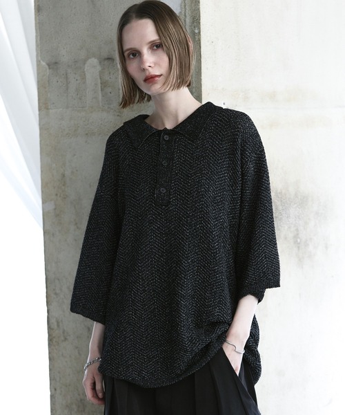 remer（リメール）の「ミックスツイストドライニットポロシャツ / mix twist dry knit polo shirt（ポロシャツ・メンズ・ライトグレー/ブラック/モカ・X-SMALL/LARGE/MEDIUM/SMALL）」の10枚目の写真