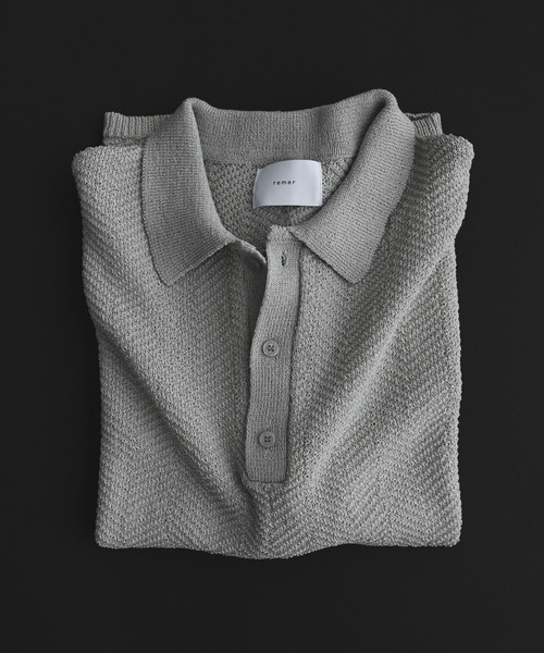 remer（リメール）の「ミックスツイストドライニットポロシャツ / mix twist dry knit polo shirt（ポロシャツ・メンズ・ライトグレー/ブラック/モカ・X-SMALL/LARGE/MEDIUM/SMALL）」の4枚目の写真