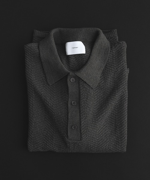 remer（リメール）の「ミックスツイストドライニットポロシャツ / mix twist dry knit polo shirt（ポロシャツ・メンズ・ライトグレー/ブラック/モカ・X-SMALL/LARGE/MEDIUM/SMALL）」の5枚目の写真
