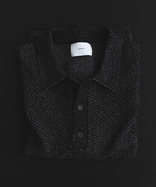 remer（リメール）の「ミックスツイストドライニットポロシャツ / mix twist dry knit polo shirt（ポロシャツ・メンズ・ライトグレー/ブラック/モカ・X-SMALL/LARGE/MEDIUM/SMALL）」の6枚目の写真