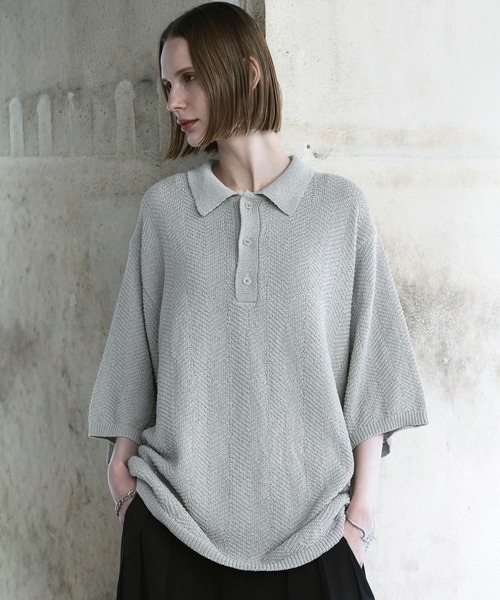 remer（リメール）の「ミックスツイストドライニットポロシャツ / mix twist dry knit polo shirt（ポロシャツ・メンズ・ライトグレー/ブラック/モカ・X-SMALL/LARGE/MEDIUM/SMALL）」の16枚目の写真