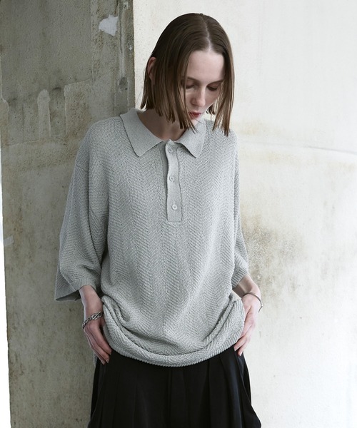 remer（リメール）の「ミックスツイストドライニットポロシャツ / mix twist dry knit polo shirt（ポロシャツ・メンズ・ライトグレー/ブラック/モカ・X-SMALL/LARGE/MEDIUM/SMALL）」の18枚目の写真