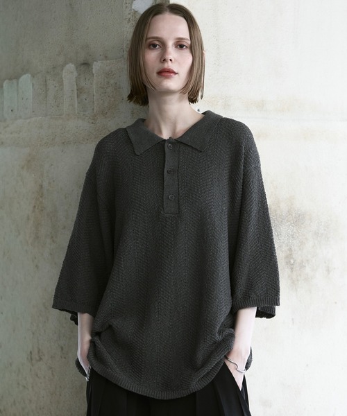 remer（リメール）の「ミックスツイストドライニットポロシャツ / mix twist dry knit polo shirt（ポロシャツ・メンズ・ライトグレー/ブラック/モカ・X-SMALL/LARGE/MEDIUM/SMALL）」の20枚目の写真