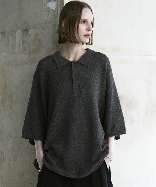remer（リメール）の「ミックスツイストドライニットポロシャツ / mix twist dry knit polo shirt（ポロシャツ・メンズ・ライトグレー/ブラック/モカ・X-SMALL/LARGE/MEDIUM/SMALL）」の21枚目の写真