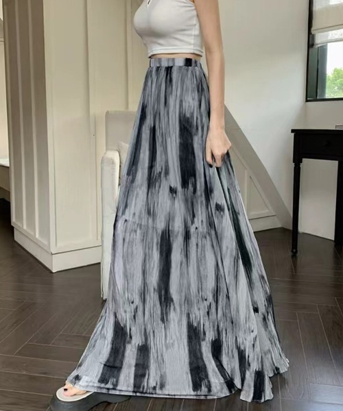 Flugge(フラッジー)の「マーブル柄ワイドロングスカート(スカート・レディース・ブラック/ブルー・LARGE/MEDIUM)」の3枚目の写真
