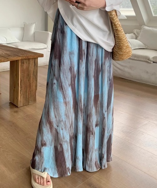 Flugge(フラッジー)の「マーブル柄ワイドロングスカート(スカート・レディース・ブラック/ブルー・LARGE/MEDIUM)」の7枚目の写真