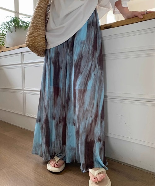 Flugge(フラッジー)の「マーブル柄ワイドロングスカート(スカート・レディース・ブラック/ブルー・LARGE/MEDIUM)」の11枚目の写真