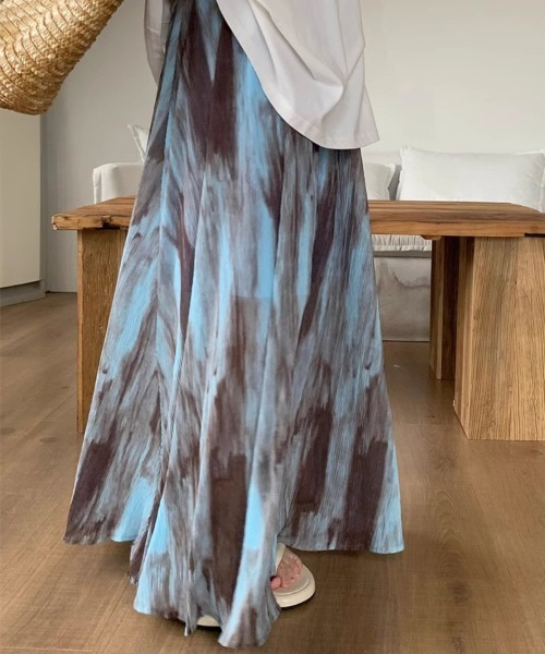 Flugge(フラッジー)の「マーブル柄ワイドロングスカート(スカート・レディース・ブラック/ブルー・LARGE/MEDIUM)」の14枚目の写真
