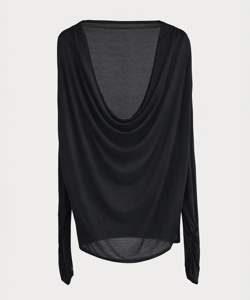 kiehtova(キエトヴァ)の「【kiehtova】AIRY DRAPE SHEER TOPS/エアリードレープシアートップス KTWR62(Tシャツ/カットソー・レディース・ブラック/ホワイト/ベージュ・FREE)」の5枚目の写真