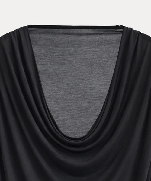 kiehtova(キエトヴァ)の「【kiehtova】AIRY DRAPE SHEER TOPS/エアリードレープシアートップス KTWR62(Tシャツ/カットソー・レディース・ブラック/ホワイト/ベージュ・FREE)」の6枚目の写真