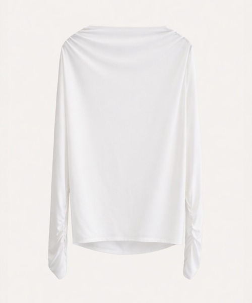 kiehtova(キエトヴァ)の「【kiehtova】AIRY DRAPE SHEER TOPS/エアリードレープシアートップス KTWR62(Tシャツ/カットソー・レディース・ブラック/ホワイト/ベージュ・FREE)」の11枚目の写真