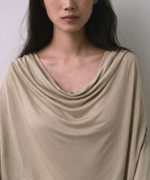 kiehtova(キエトヴァ)の「【kiehtova】AIRY DRAPE SHEER TOPS/エアリードレープシアートップス KTWR62(Tシャツ/カットソー・レディース・ブラック/ホワイト/ベージュ・FREE)」の14枚目の写真