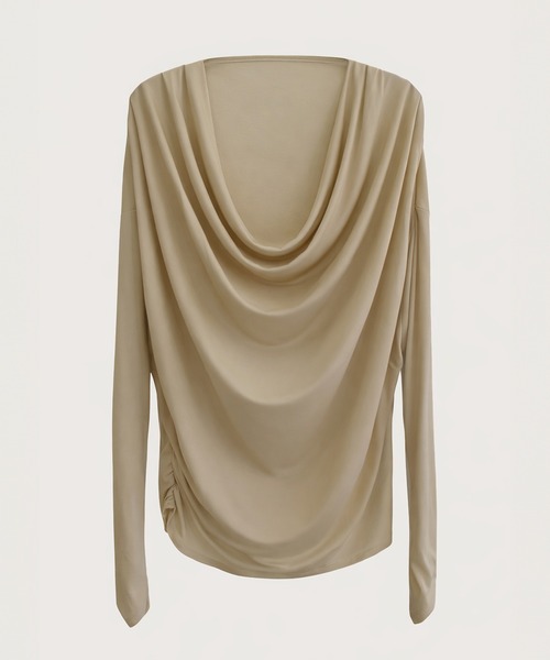 kiehtova(キエトヴァ)の「【kiehtova】AIRY DRAPE SHEER TOPS/エアリードレープシアートップス KTWR62(Tシャツ/カットソー・レディース・ブラック/ホワイト/ベージュ・FREE)」の17枚目の写真