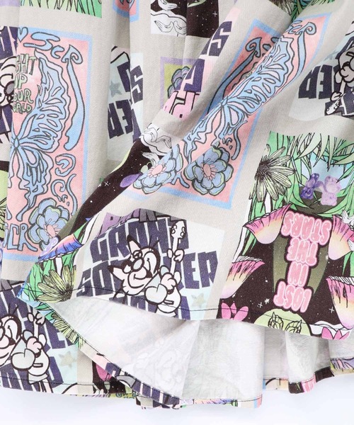 ScoLar（スカラー）の「161641：蝶々とキノコのコラージュ柄スカート（スカート・レディース・アイボリー/パープル・M）」の17枚目の写真