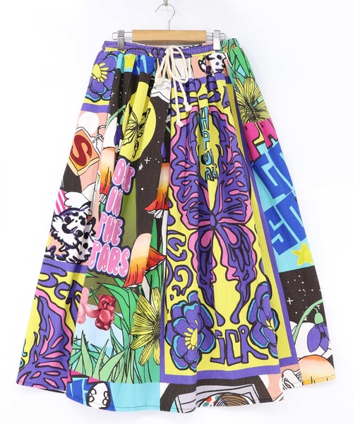ScoLar（スカラー）の「161641：蝶々とキノコのコラージュ柄スカート（スカート・レディース・アイボリー/パープル・M）」の18枚目の写真