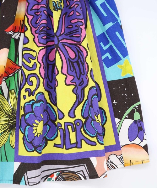 ScoLar（スカラー）の「161641：蝶々とキノコのコラージュ柄スカート（スカート・レディース・アイボリー/パープル・M）」の22枚目の写真