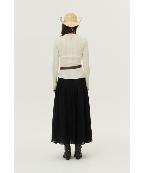 KUME(クメ)の「Ribbed Pleated Collared Cardigan, Ivory(ニット/セーター・レディース・その他・SMALL/MEDIUM/LARGE)」の5枚目の写真