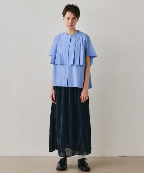 Kelen(ケレン)の「「KELEN / ケレン」フラップタックデザイン ポリエステルコットンブラウス(シャツ/ブラウス・レディース・ライトグレー/ブラック/オフホワイト/サックスブルー・M/S)」の5枚目の写真