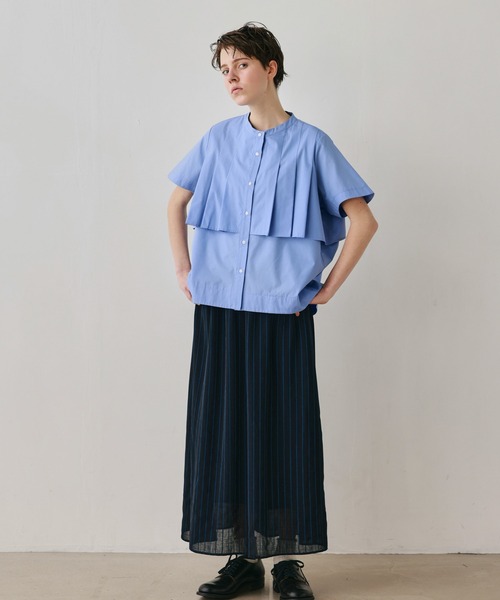 Kelen(ケレン)の「「KELEN / ケレン」フラップタックデザイン ポリエステルコットンブラウス(シャツ/ブラウス・レディース・ライトグレー/ブラック/オフホワイト/サックスブルー・M/S)」の9枚目の写真