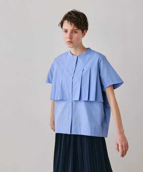 Kelen(ケレン)の「「KELEN / ケレン」フラップタックデザイン ポリエステルコットンブラウス(シャツ/ブラウス・レディース・ライトグレー/ブラック/オフホワイト/サックスブルー・M/S)」の12枚目の写真