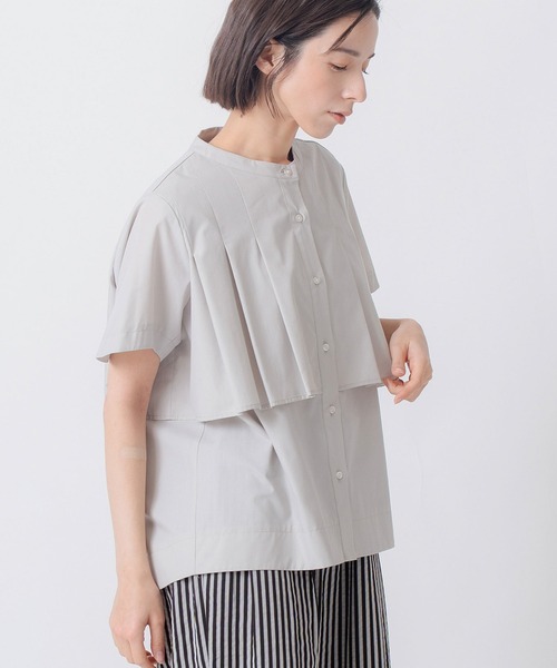 Kelen(ケレン)の「「KELEN / ケレン」フラップタックデザイン ポリエステルコットンブラウス(シャツ/ブラウス・レディース・ライトグレー/ブラック/オフホワイト/サックスブルー・M/S)」の14枚目の写真