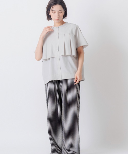 Kelen(ケレン)の「「KELEN / ケレン」フラップタックデザイン ポリエステルコットンブラウス(シャツ/ブラウス・レディース・ライトグレー/ブラック/オフホワイト/サックスブルー・M/S)」の17枚目の写真
