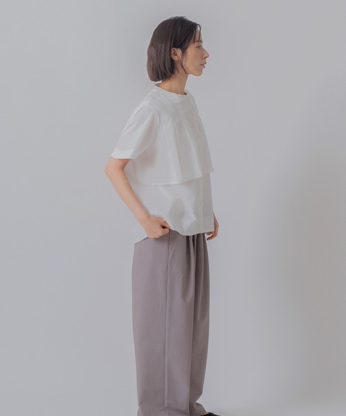 Kelen(ケレン)の「「KELEN / ケレン」フラップタックデザイン ポリエステルコットンブラウス(シャツ/ブラウス・レディース・ライトグレー/ブラック/オフホワイト/サックスブルー・M/S)」の20枚目の写真