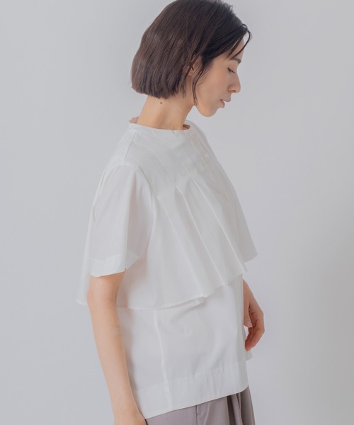 Kelen(ケレン)の「「KELEN / ケレン」フラップタックデザイン ポリエステルコットンブラウス(シャツ/ブラウス・レディース・ライトグレー/ブラック/オフホワイト/サックスブルー・M/S)」の21枚目の写真