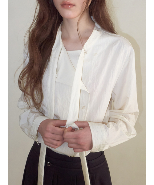 ETMON（エトモン）の「Unbalanced Tie Blouse, Cream（シャツ/ブラウス・レディース・その他・F）」の5枚目の写真
