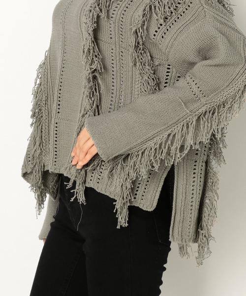 Another Edition（アナザーエディション）の「フリンジアイレットニット/AEBC C/フリンジアイレットニットＰＯ◆（ニット/セーター・レディース・オフホワイト/オリーブ・FREE）」の12枚目の写真