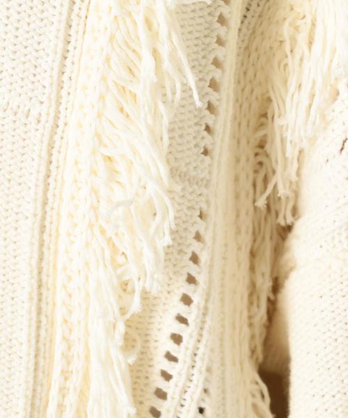 Another Edition（アナザーエディション）の「フリンジアイレットニット/AEBC C/フリンジアイレットニットＰＯ◆（ニット/セーター・レディース・オフホワイト/オリーブ・FREE）」の7枚目の写真