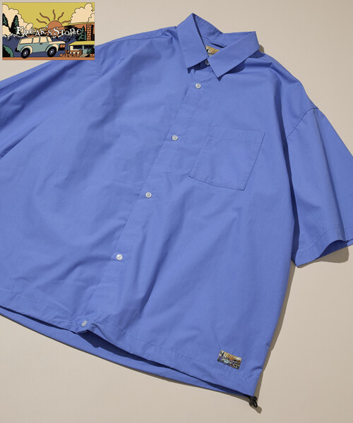 FREAK'S STORE(フリークスストア)の「【FREAK'S STORE for BEACH & FES】 タイプライター スピンドル レギュラーカラー ショートスリーブシャツ/裾ドローコード(シャツ/ブラウス・メンズ・ホワイト/ネイビー/イエロー/ブルー/サックスブルー・SMALL/MEDIUM/LARGE)」の4枚目の写真