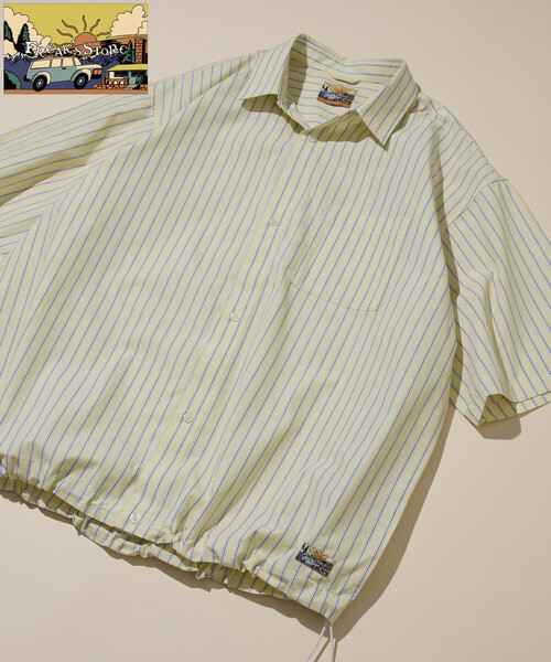 FREAK'S STORE(フリークスストア)の「【FREAK'S STORE for BEACH & FES】 タイプライター スピンドル レギュラーカラー ショートスリーブシャツ/裾ドローコード(シャツ/ブラウス・メンズ・ホワイト/ネイビー/イエロー/ブルー/サックスブルー・SMALL/MEDIUM/LARGE)」の5枚目の写真