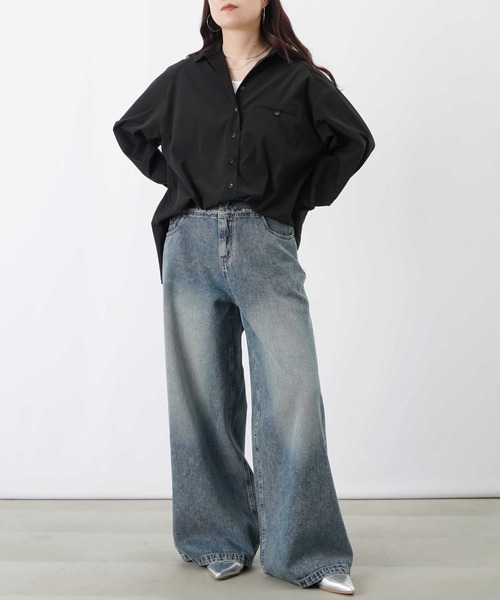 LUCA/LADY LUCK LUCA（ルカ/レディラックルカ）の「LC/LLL ポリエステルブロード丈2WAYシャツ（シャツ/ブラウス・レディース・ブラック/オフホワイト・FREE）」の9枚目の写真