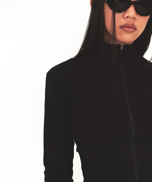 DIAGONAL(ダイアゴナル)の「BUSTIER RIBBED ZIP UP (black)(Tシャツ/カットソー・レディース・その他・FREE)」の4枚目の写真