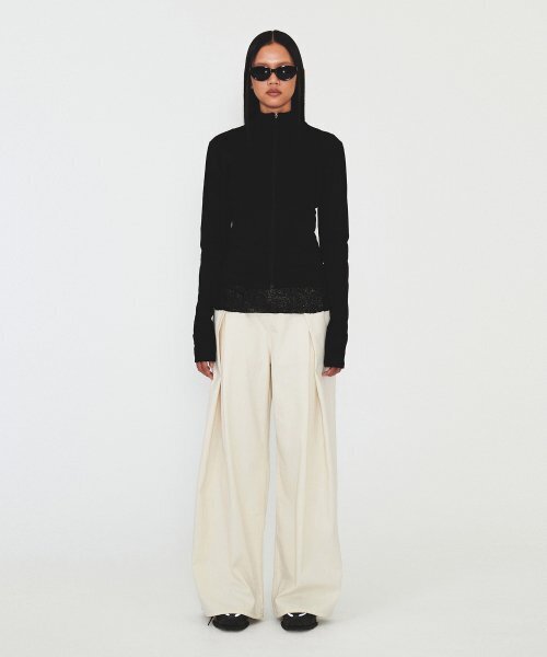 DIAGONAL(ダイアゴナル)の「BUSTIER RIBBED ZIP UP (black)(Tシャツ/カットソー・レディース・その他・FREE)」の5枚目の写真