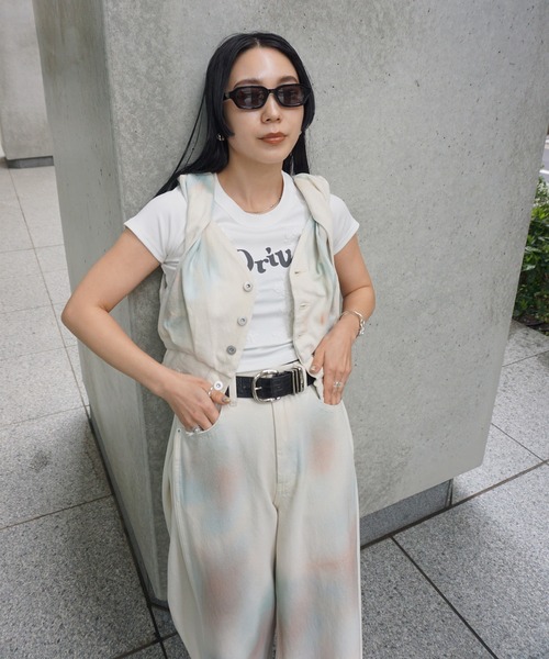 TWIST SHOULDER PAINT DENIM TOP（タンクトップ）｜Ameri（アメリ）の