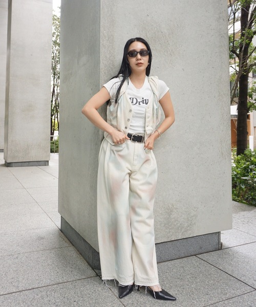 アメリヴィンテージ　SHOULDER TWIST TEE TWIST SHOULDER PAINT DENIM TOP（タンクトップ）｜Ameri（アメリ）の