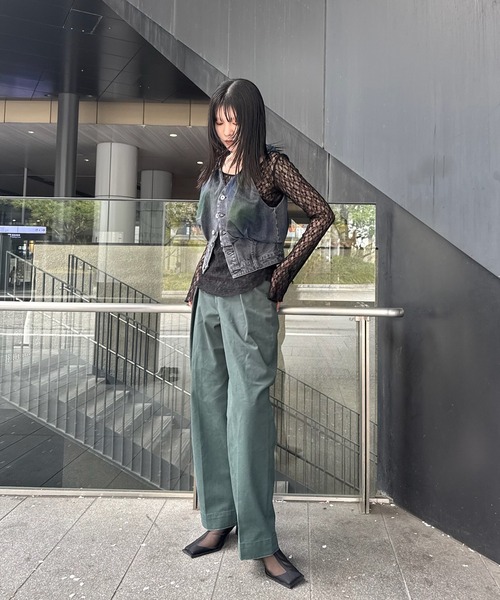 TWIST SHOULDER PAINT DENIM TOP（タンクトップ）｜Ameri（アメリ）の