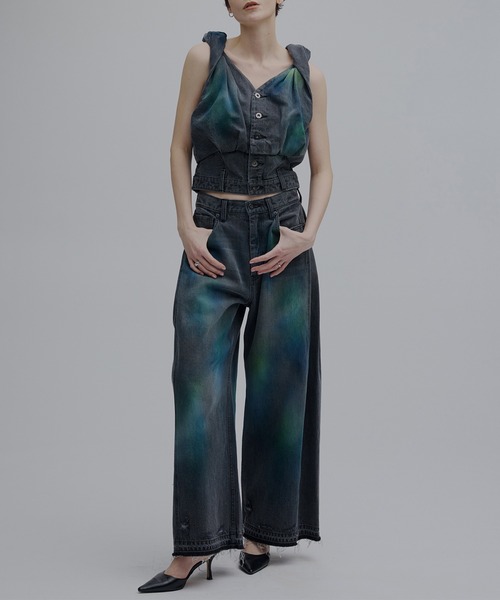 AMERI アメリ　ブラックデニムトップス　フリンジ Ameri VINTAGE - AMERI アメリ ブラックデニムトップス フリンジの通販