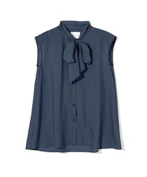 MIDIUMISOLID for Ladies リボンタイノースリーブブラウス