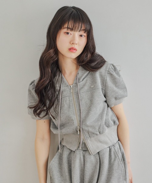 Heather(ヘザー)の「UV裏毛フーディ(半袖) 678642(パーカー・レディース・ピンク/オートミール/ブルー/グレー系/ホワイト系その他・FREE)」の2枚目の写真