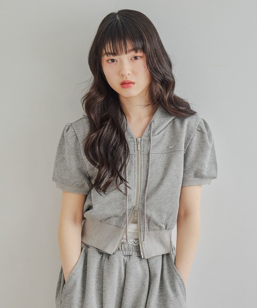 Heather(ヘザー)の「UV裏毛フーディ(半袖) 678642(パーカー・レディース・ピンク/オートミール/ブルー/グレー系/ホワイト系その他・FREE)」の6枚目の写真