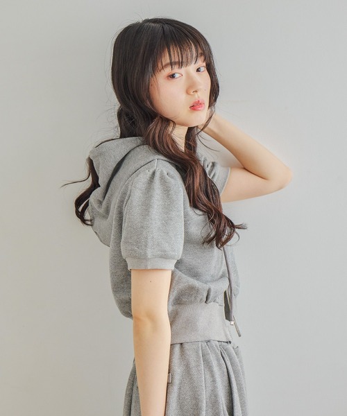 Heather(ヘザー)の「UV裏毛フーディ(半袖) 678642(パーカー・レディース・ピンク/オートミール/ブルー/グレー系/ホワイト系その他・FREE)」の8枚目の写真