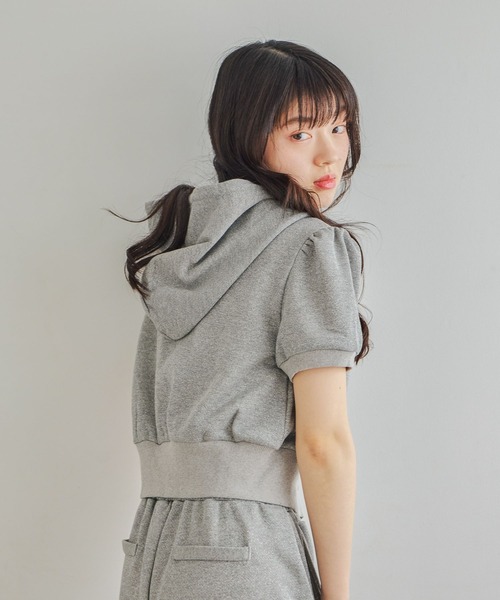 Heather(ヘザー)の「UV裏毛フーディ(半袖) 678642(パーカー・レディース・ピンク/オートミール/ブルー/グレー系/ホワイト系その他・FREE)」の9枚目の写真