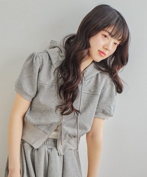 Heather(ヘザー)の「UV裏毛フーディ(半袖) 678642(パーカー・レディース・ピンク/オートミール/ブルー/グレー系/ホワイト系その他・FREE)」の11枚目の写真