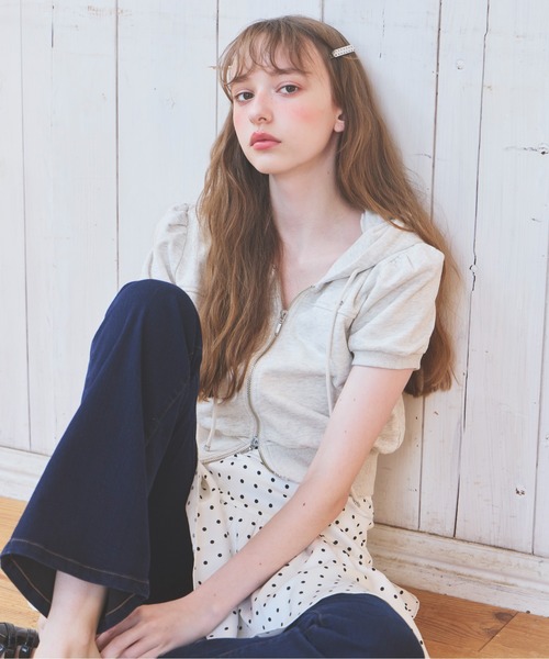 Heather(ヘザー)の「UV裏毛フーディ(半袖) 678642(パーカー・レディース・ピンク/オートミール/ブルー/グレー系/ホワイト系その他・FREE)」の10枚目の写真