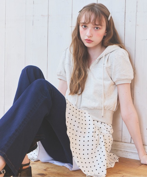 Heather(ヘザー)の「UV裏毛フーディ(半袖) 678642(パーカー・レディース・ピンク/オートミール/ブルー/グレー系/ホワイト系その他・FREE)」の9枚目の写真